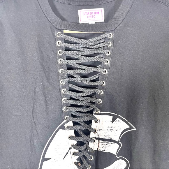 NWT Stadium Chic USC Trojans Black Lace Up V Neck T Shirt Size Medium - Picture 6 of 8